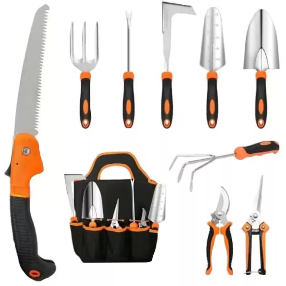 10-Piece Garden Tool Set Stainless Steel Non-Slip Ergonomic Handle with Tote Bag Gift for Women Men Gardening