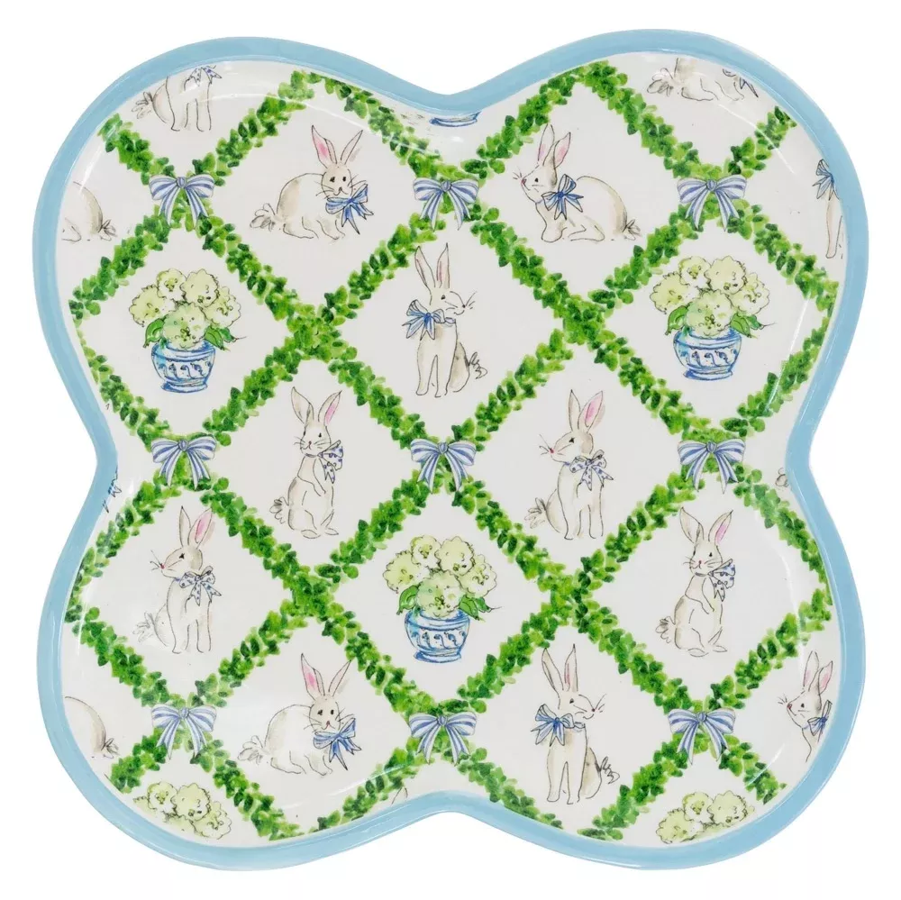 12.25" Boxwood Trellis Ceramic Platter