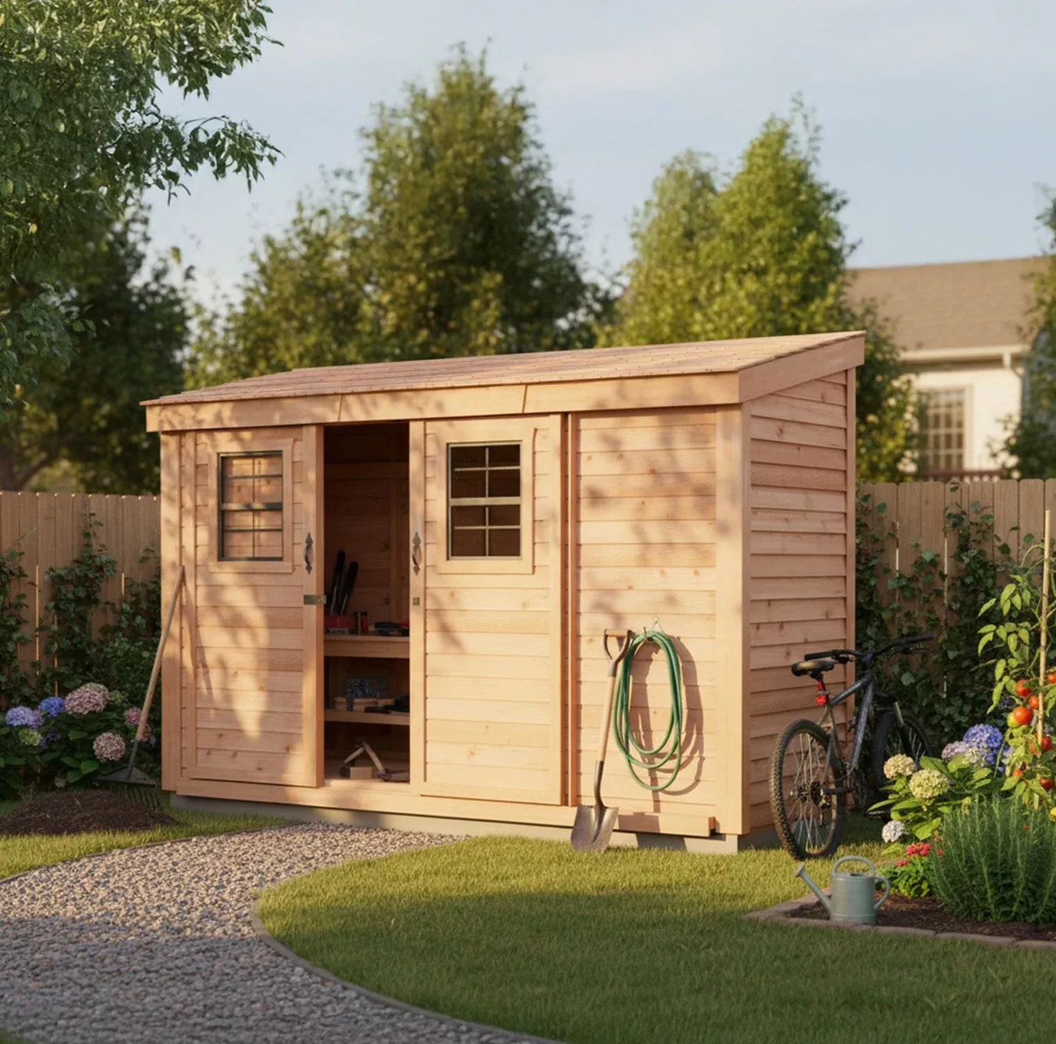 12' x 4' SpaceSaver Storage Shed - Sliding Double Doors