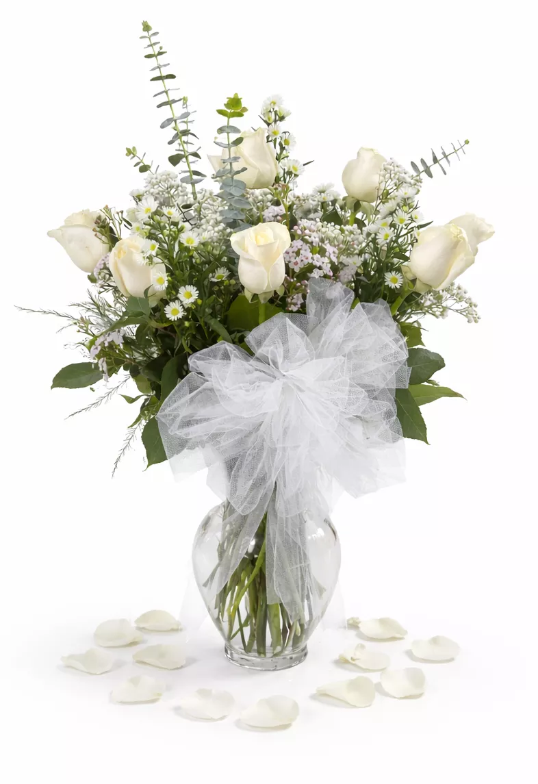 #23 White Dozen Roses Arrangement