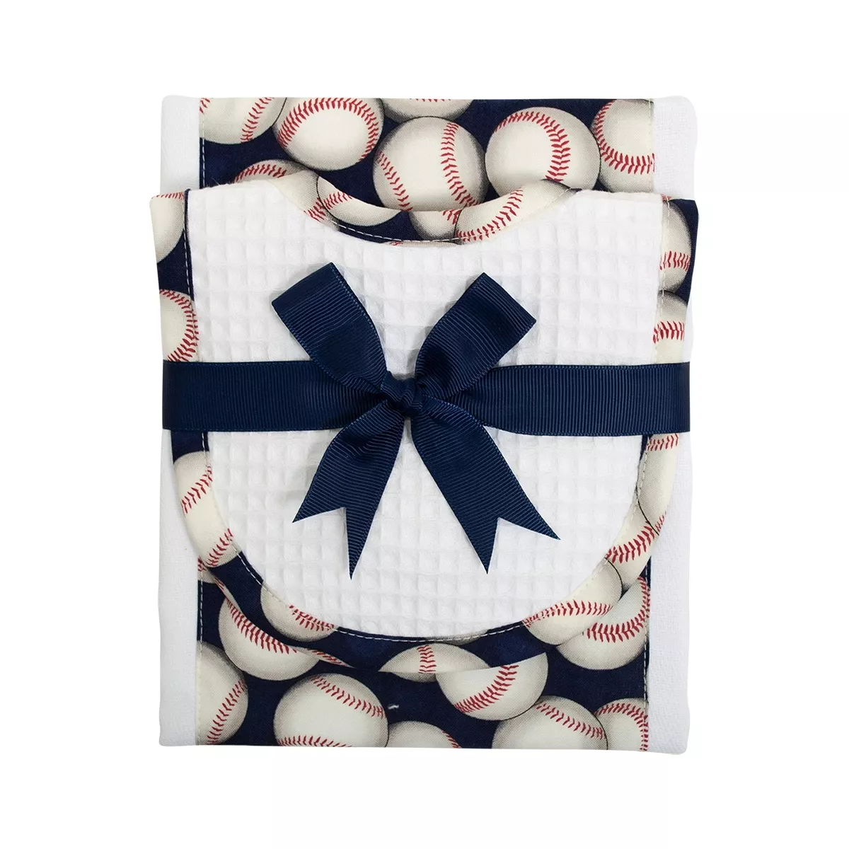 3 Marthas Baseball Drooler Bib & Burp Set