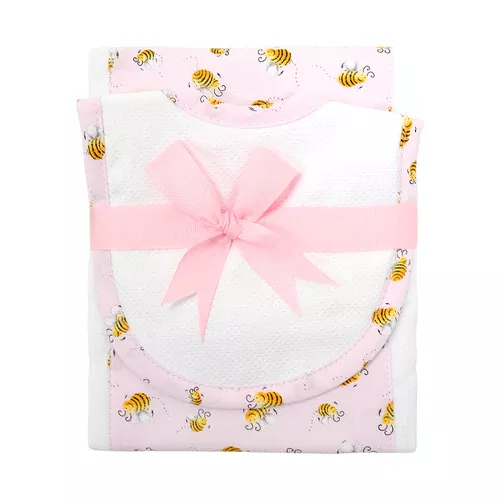 3 Marthas Bumble Bee Drooler Bib & Burp Set – Pink