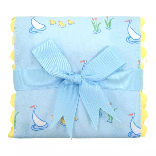 3 Marthas Duck Fancy Fabric Burp – Yellow Trim