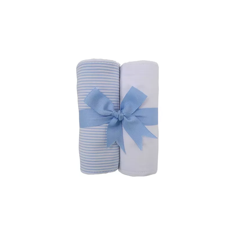 3 Marthas Lamb Set of Two Fabric Burps – Blue