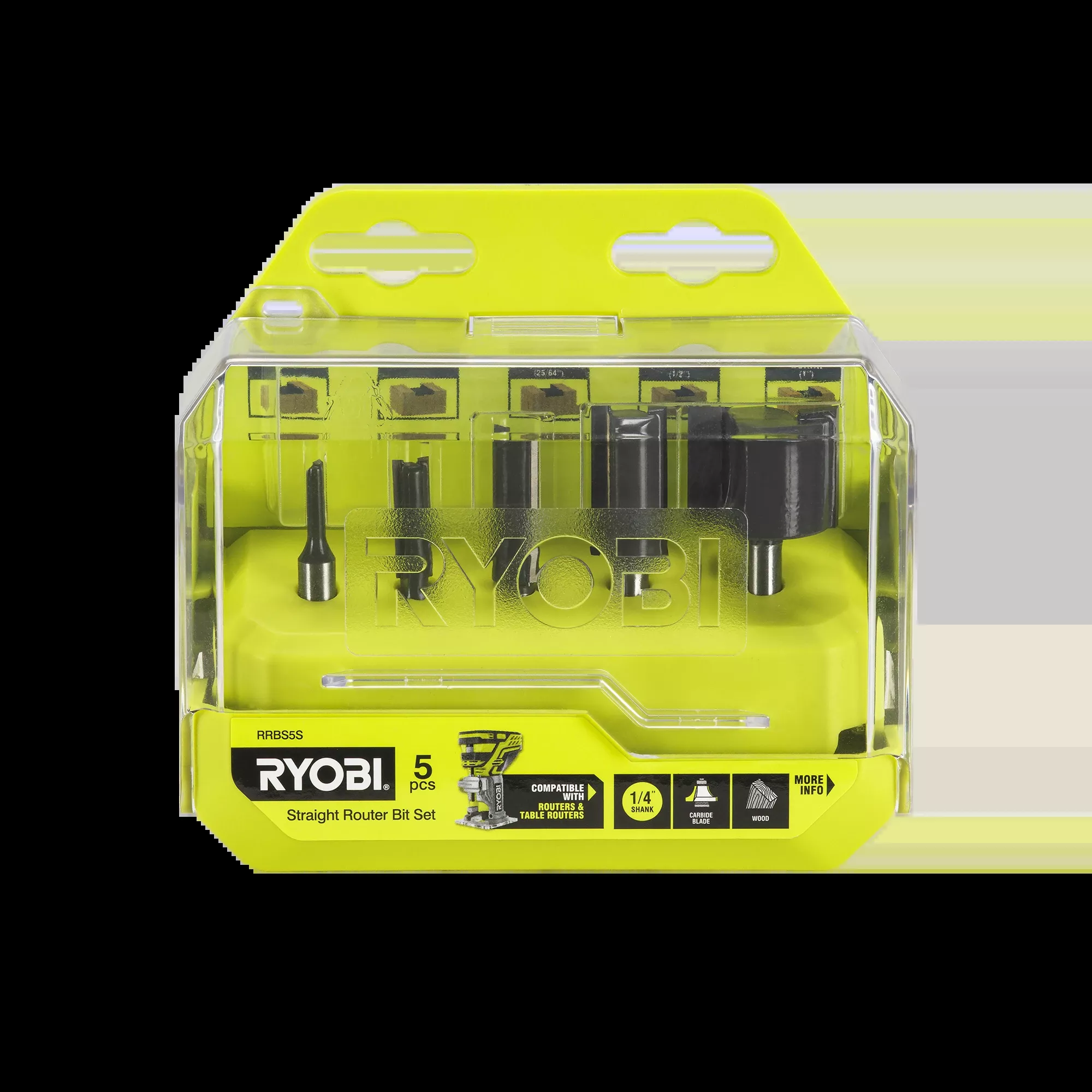 5-Piece Straight Router Bit Set