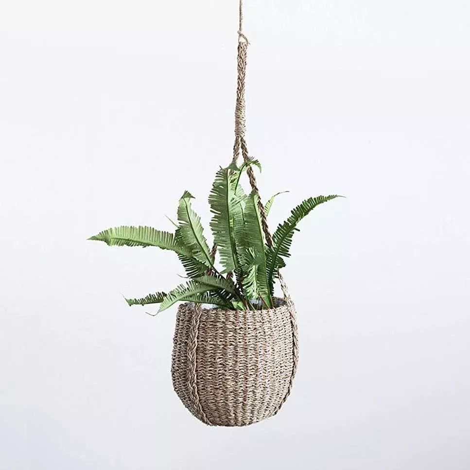 8" Round Hand Woven Hanging Seagrass