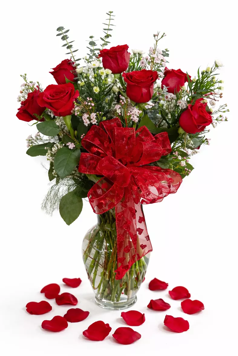 #9 Valentine Arrangement One dozen Red Roses in a Vase