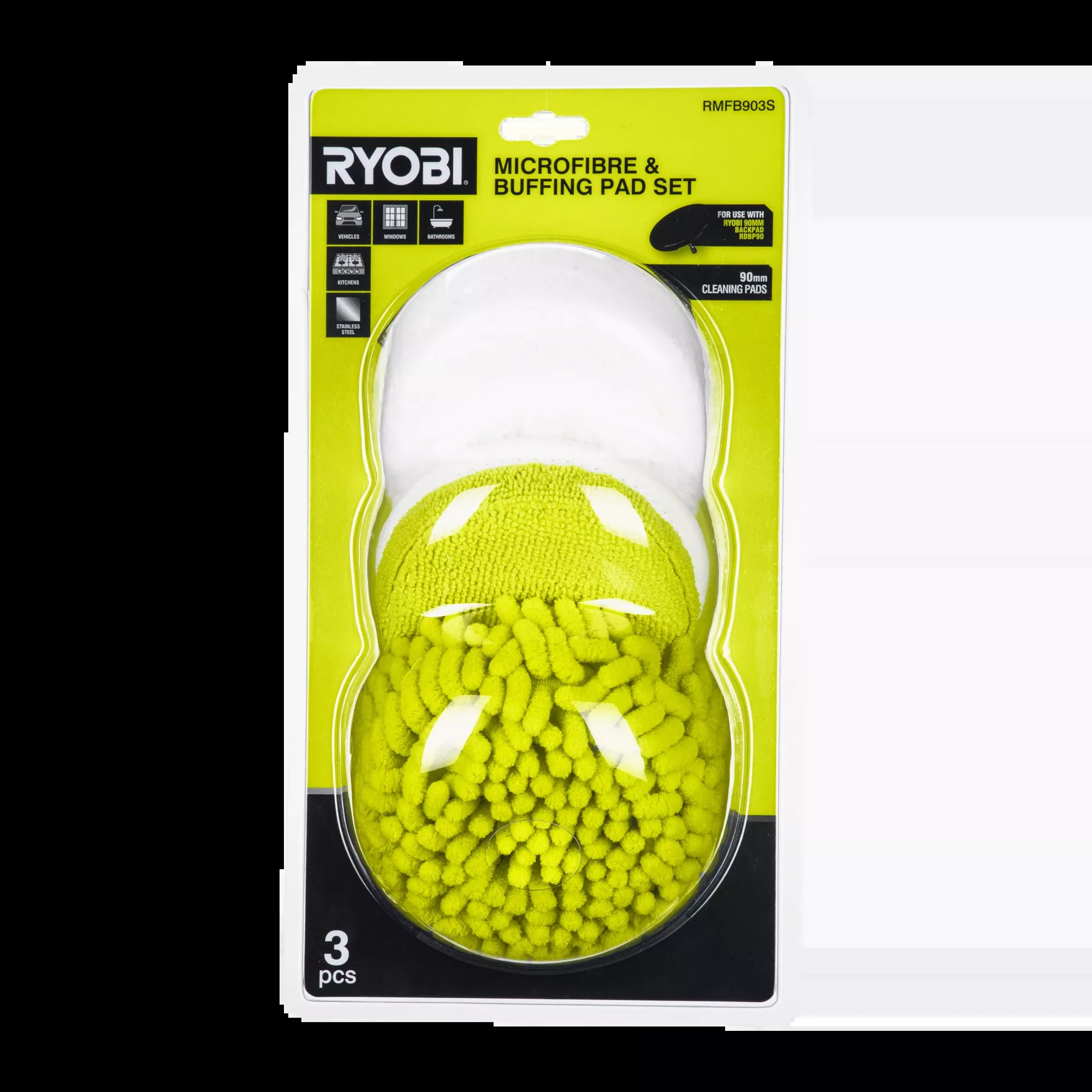 90mm 3-piece Microfibre & Buffing Pad Set