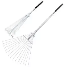 Adjustable Metal Leaf Rake, Telescopic Metal Tube Handle
