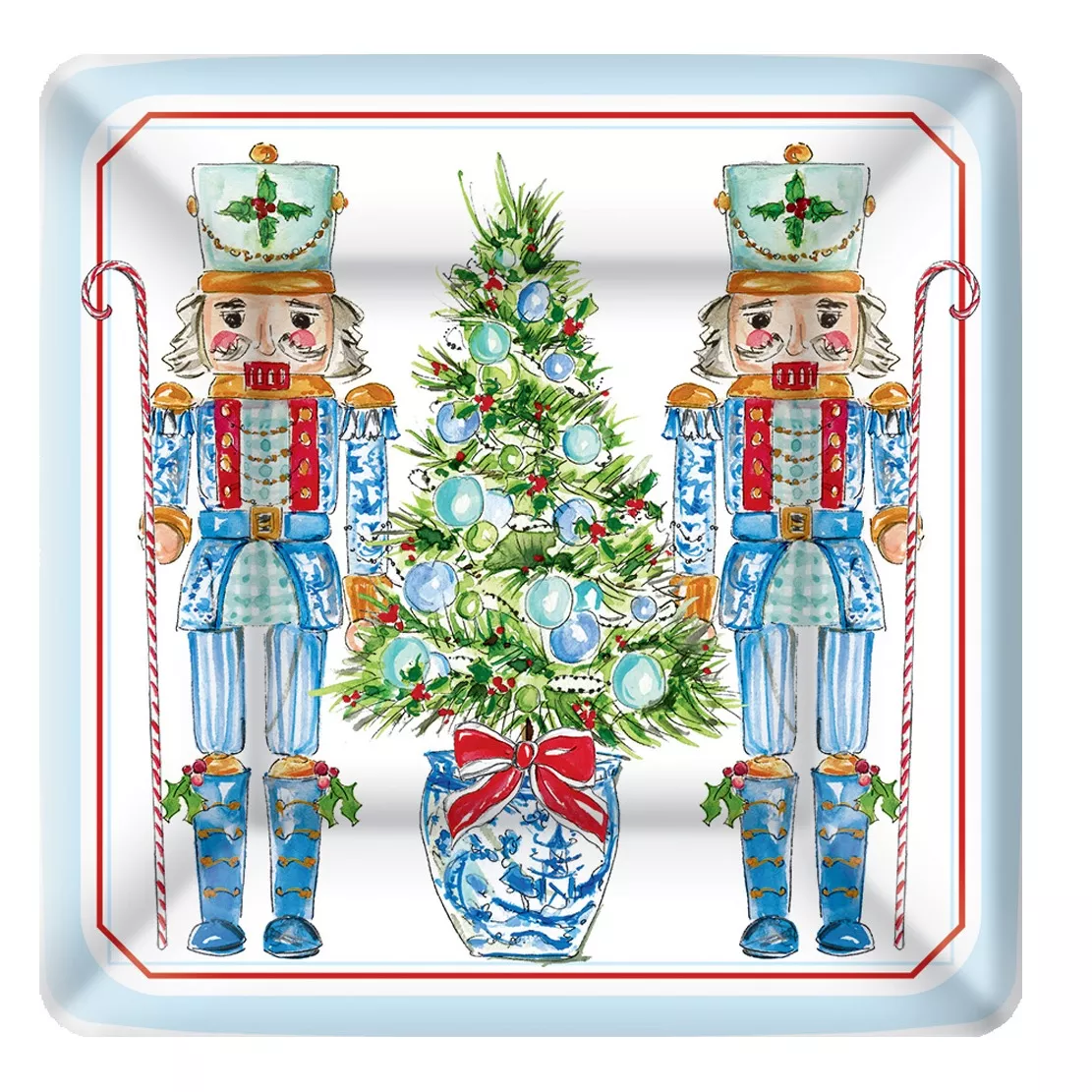 Blue Nutcrackers Square Paper Salad Plates