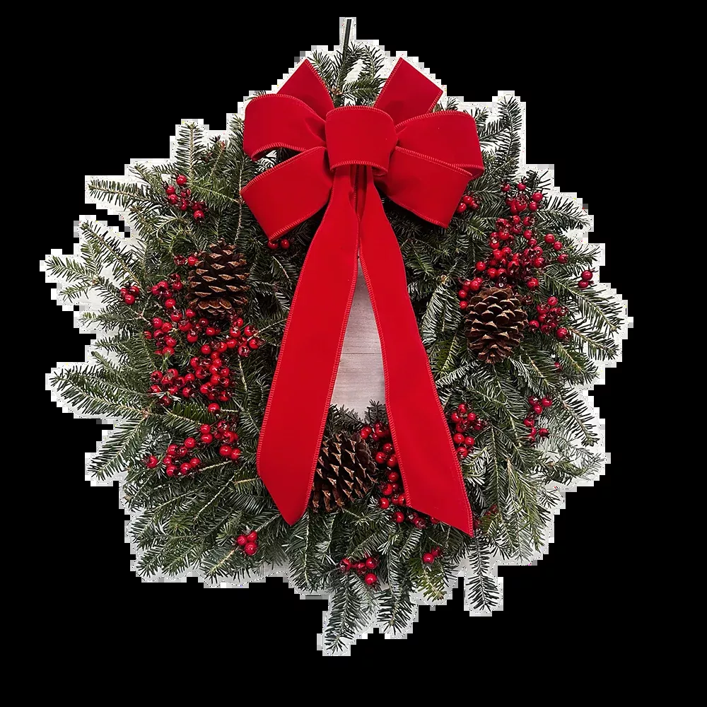Bow, Cone and Cranberry Wreath