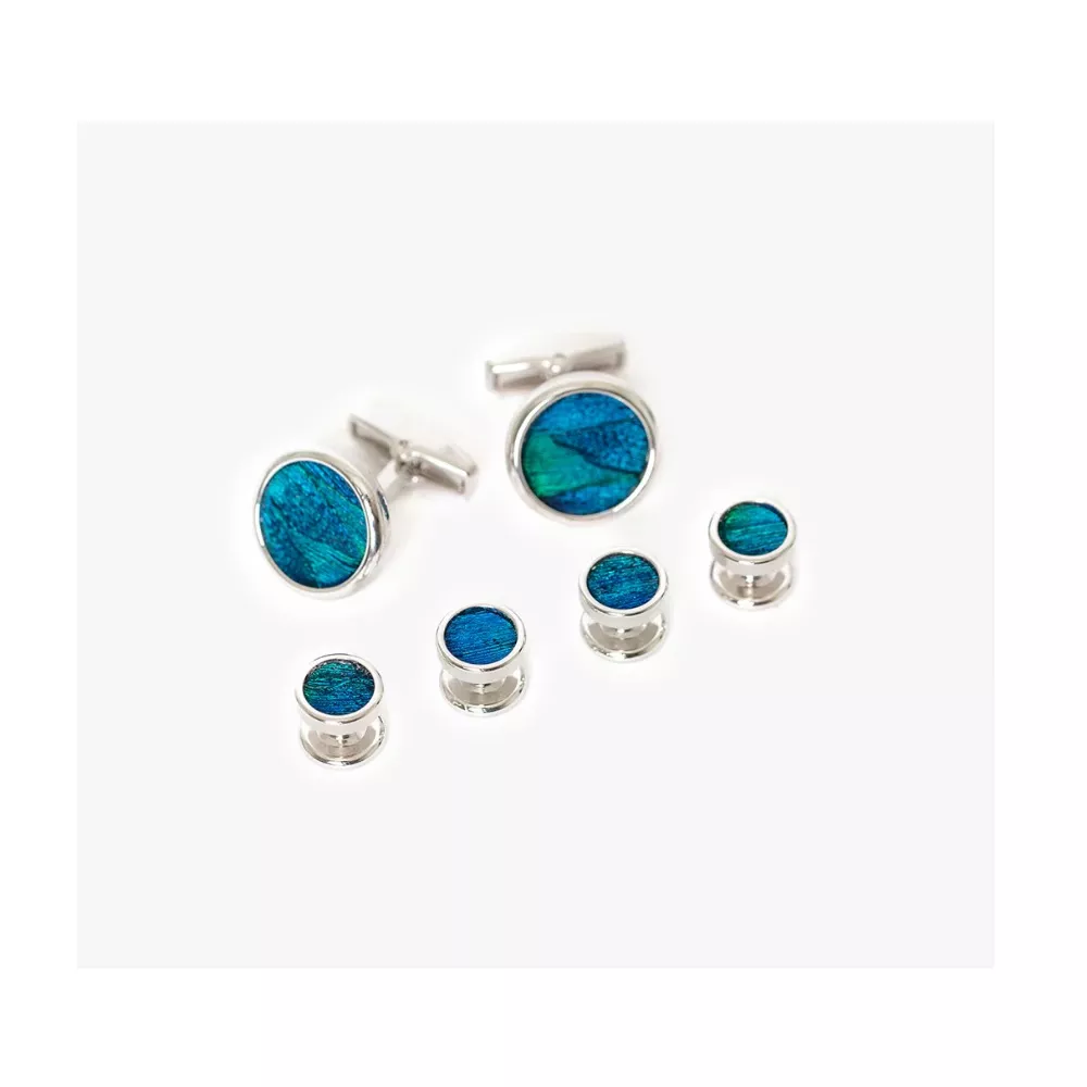 Brackish Cufflink/Stud Set – Fripp (Rhodium Plated)
