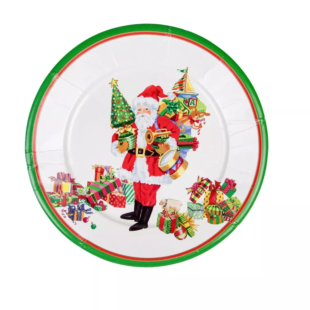 Caspari Mr. Claus Dinner Paper Plates