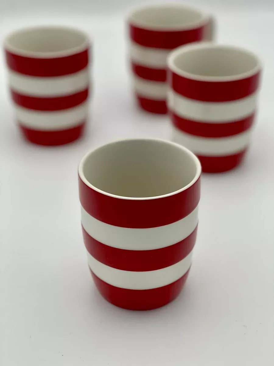 Cornishware Red Striped Mug Set of 4 (12oz) by T.G. Green