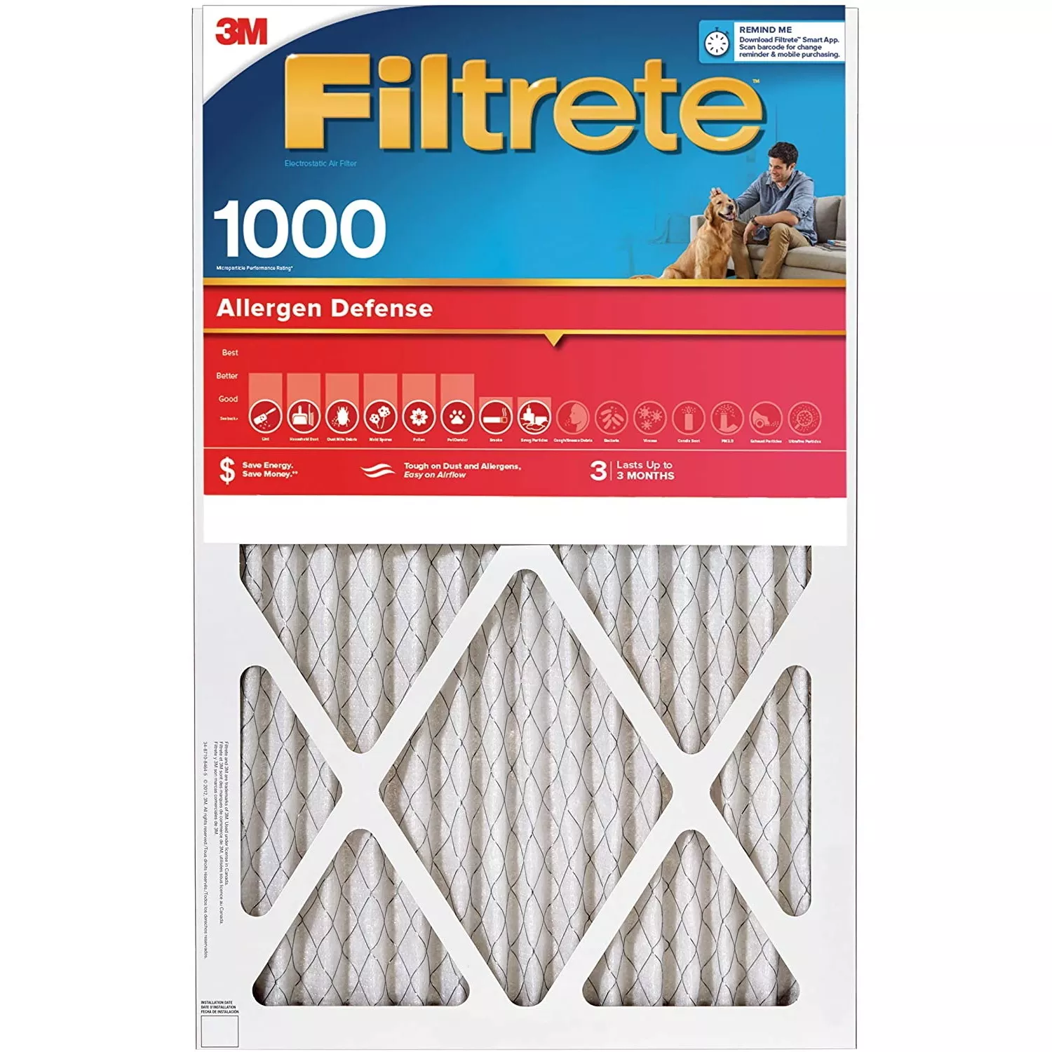 Filtrete Allergen Defense Air Filter 20x36x1