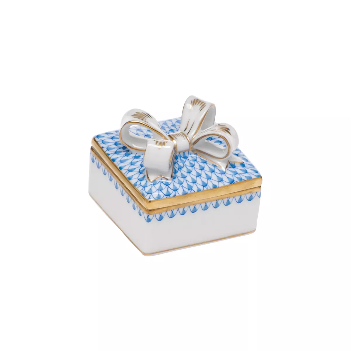 Herend Box with Bow – Blue