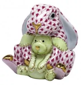 Herend Bunny and Lovey – Raspberry