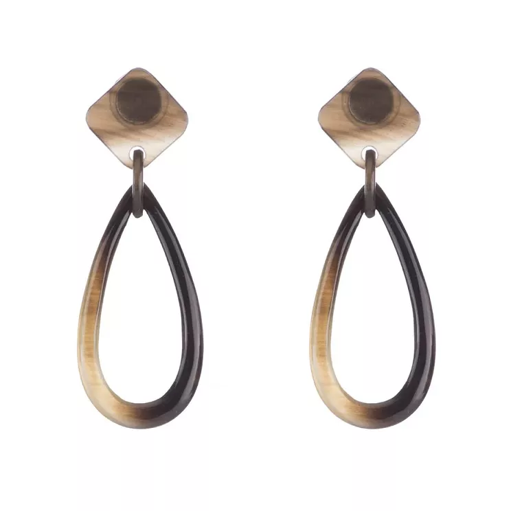 Honey Horn Oval Drop Earring