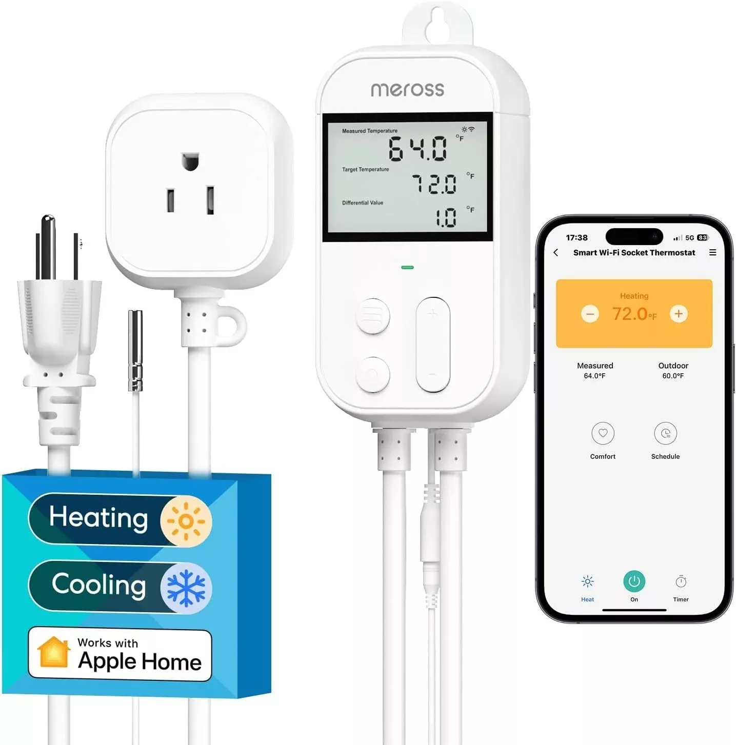 Meross Smart WiFi Temperature Controller, 120/240v, 15 amp