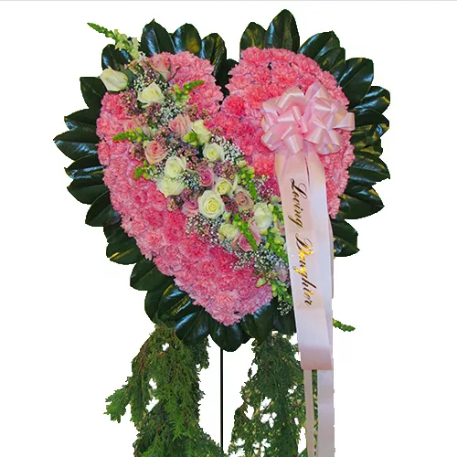 Pink Heart Sympathy Standing Spray