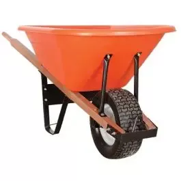 Poly Tray Wheelbarrow, Orange 6 cu ft Tray, with Flat-Free Tire by A.M. Leonard