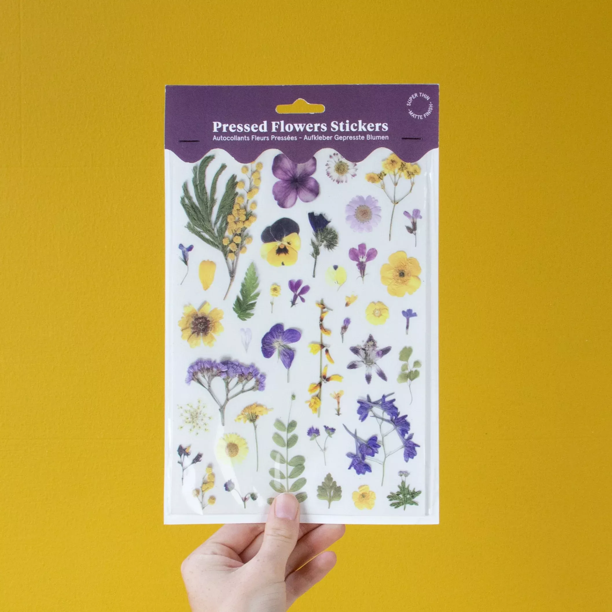Pressed Flowers Sticker Sheet - Yellows and Purples
