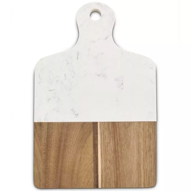 Rectangle Cultured Marble & Wood Cheese Board