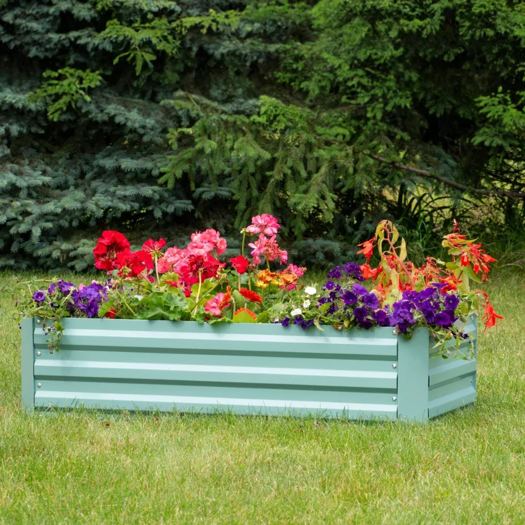 Rectangle Steel Raised Planter Bed - 4' X 2' - Green