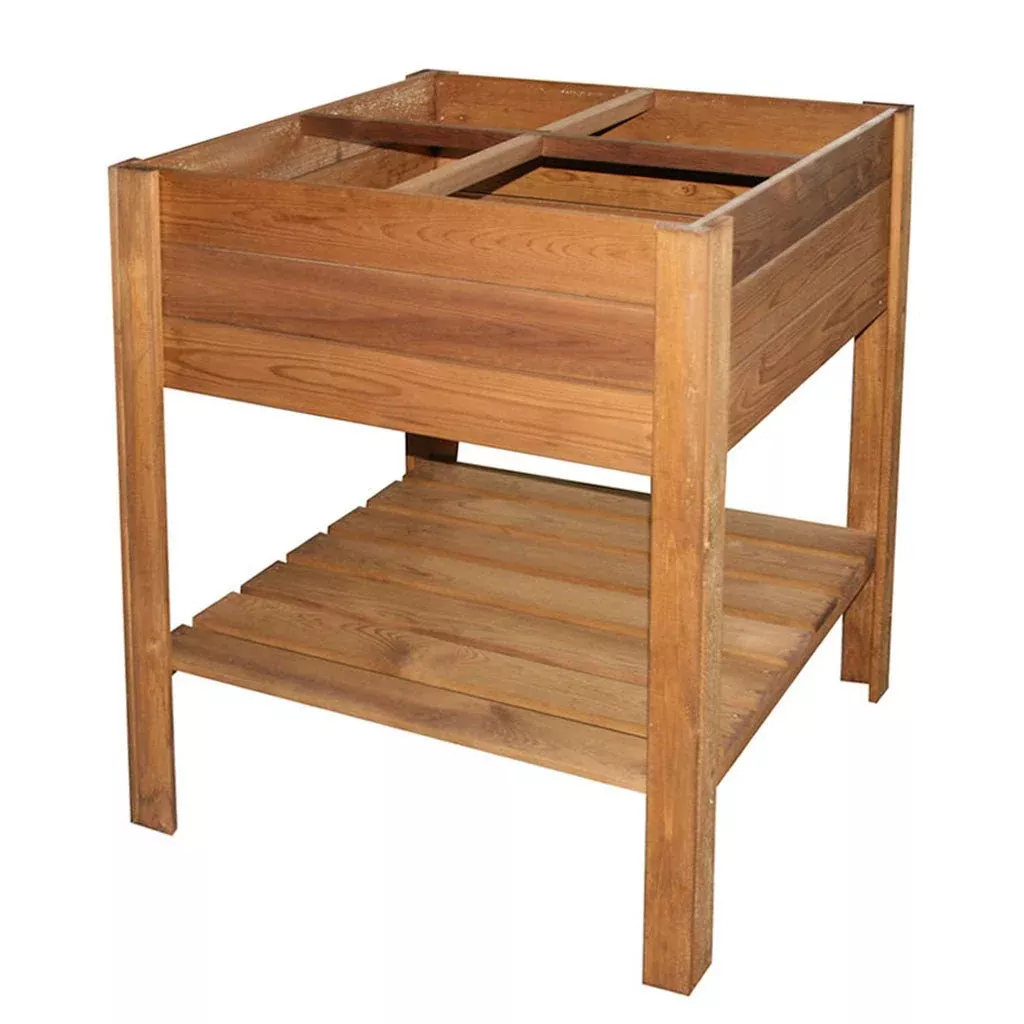 Square Raised Bed with Shelf