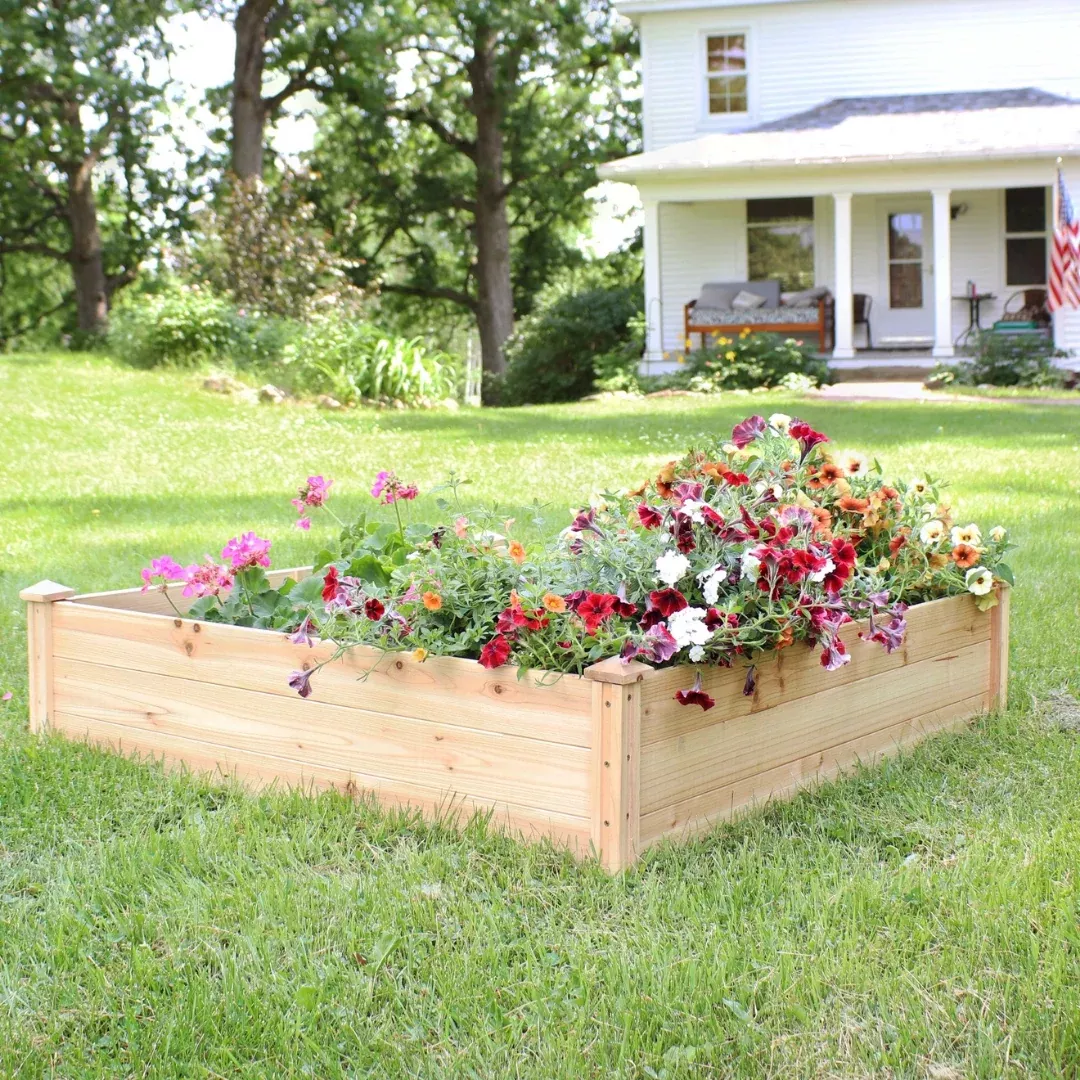 Square Wood Raised Garden Bed - 48" x 48"