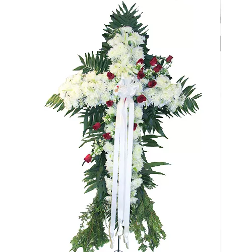 Sympathy White Cross Standing Spray