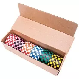 Texas Flagging Tape, Mixed Checkered Colors, Box of 12 Rolls by Presco