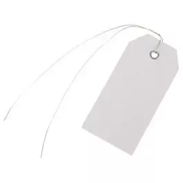 Vinyl Shipping Tags, White, Pre-Wired with Brass Eyelets, Box of 500 Tags